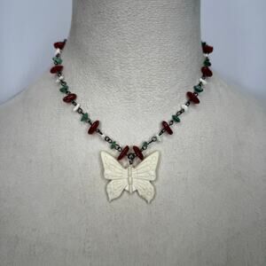 Beaded butterfly necklace Y2K